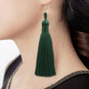3 Pairs Women Boho Fashion Long Tassel Earrings(green)