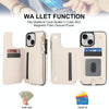 For iPhone 14 Double Flap Zipper RFID Leather Phone Case with Short Lanyard(White)