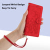 For Samsung Galaxy A26 5G Tulips Embossed Leather Phone Case with Lanyard(Red)