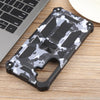 For Samsung Galaxy S24 FE 5G Camouflage Armor Kickstand TPU Hybrid PC Magnetic Phone Case(Grey)