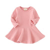 Spring and Autumn Female Babies Cotton Sanded Lotus Leaf Large Swing Skirt Dress(Pink)