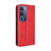 For vivo Y19s 4G Magnetic Buckle Retro Texture Leather Phone Case(Red)