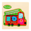10 PCS Children Educational Animal Three-Dimensional Wooden Puzzle Toy(Fire Truck)