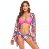 Bikini + Mesh Shawl + Split Swimsuit Women Swimsuit With Chest Pad, Size: M(Pink)