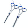 2pcs / Set Professional Hair Cutting Thinning Scissor Hairdressing Flat Shear Scissors Kit(Blue)