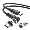 ENKAY PD60W Type-C to Type-C / 8 Pin / Micro USB Magnetic 540 Degrees Rotating Fast Charging Cable, Length:1m(Black)