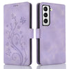 For Samsung Galaxy S21+ 5G Dreamy Butterfly Love Flower Embossed Leather Phone Case(Purple)