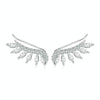BSE780 Sterling Silver S925 Sparkling Platinum Zircon Wing Feather Long Stud Earrings