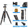 QingZhuangShiDai Q666 Portable Travel SLR Camera Aluminum Magnesium Alloy Tripod(Black)