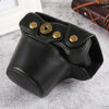 Oil Skin PU Leather Camera Full Body Case Bag with Strap for Olympus EM10 III(Black)