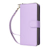 For iPhone 15 Nine-card Slots Zipper Wallet Bag Leather Phone Case(Light Purple)