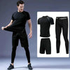 3pcs / Set Men Gym Running Clothes Set Quick Dry Sports T Shirt, Size: XXXL(Gray Line)