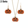 2 Sets Halloween Ghost Pumpkin Pendant Necklace Ears Personality Jewelry(Earrings+Necklace)