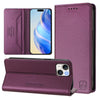 For iPhone 13 mini RC01 Dual-Folded Magnetic Suction RFID Leather Phone Case(Violet)