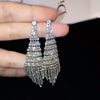 Super Flash Diamond Two-color Tassel Earrings for Women(Silver stud earings)