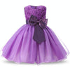 Purple Girls Sleeveless Rose Flower Pattern Bow-knot Lace Dress Show Dress, Kid Size: 130cm