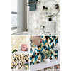 Geometric Pattern Staircase Wall Tile Sticker Kitchen Stove Water And Oil Proof Stickers, Specification: M: 15x15cm(HT-017 Gold Blue)