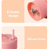 420ml 6 Blades Straw Juice Cup USB Charging Portable Fruit Juicer Smoothie Maker(Pink)