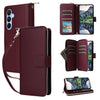 For Samsung Galaxy A15 Nine-card Slots Zipper Wallet Bag Leather Phone Case(Wine Red)