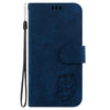 For Realme 13+ Global Little Tiger Embossed Leather Phone Case(Dark Blue)