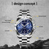 OCHSTIN 6123B Multifunctional Quartz Waterproof Luminous Steel Strap Men Watch(Silver Coffee)