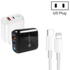 PD04 Type-C + USB Mobile Phone Charger with Type-C to 8 Pin Cable, US Plug(White)