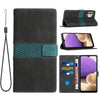 For Samsung Galaxy A32 5G Grid Stitching Leather Phone Case with Lanyard(Black)