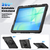 For Samsung Galaxy Tab S10 FE+ Silicone Hybrid PC Tablet Case with Shoulder Strap(Black)