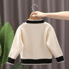 Girls Cardigan Autumn Winter Knitted Sweater Camellia Jacket, Size:  73cm(Beige)