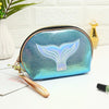 Semicircle Cartoon Fishtail Laser Makeup Toiletry Bag(Lake Blue)
