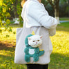 Expandable Pet Carrier Tote Bag, L (White/Green Dragon) - Cat/Small Dog