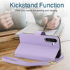 For Samsung Galaxy A56 5G YM016 Rhombic Zipper Card Wallet Leather Phone Case with Lanyard(Light Purple)