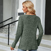 Autumn And Winter Round Neck Button Split Loose Long-Sleeved T-Shirt Top, Size: S(Green)