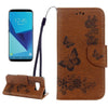 For Galaxy S8 Butterflies Embossing Horizontal Flip Leather Case with Holder & Card Slots & Wallet & Lanyard(Brown)