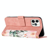For iPhone 12 Pro Max Floral Pattern Leather Phone Case with Lanyard(Pink)