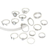15pcs/set Water Drop Heart Hollow Diamond Joint Ring(SKU4869)