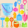 13pcs/Set Children Beach Toys Set Large Sand Shovel Bucket Sand Digging Tools Hourglass, Color: Blue Round Castle
