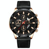 FNGEEN 5225 Multifunctional Waterproof Quartz Watch, Color: Black Leather Rose Shell Black Surface