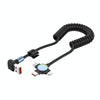 66W 3 in 1 USB to 8 Pin + Micro USB + USB-C / Type-C Fast Charging Elbow Spring Cable(Black)