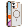 For iPhone 11 Frosted Translucent Side Ice Fog Cooling MagSafe Phone Case(Khaki)