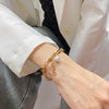 OPK 1323 Stainless Steel Personalized Simple Heart Pearl Bracelet, Color: Gold