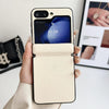 For Samsung Galaxy Z Flip5 Integrated Magnetic Axis Solid Color Leather Texture Phone Case(Beige)