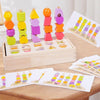 Children Wooden Geometric Shape Matching Enlightenment Beads Building Blocks Educational Toys(Colorful)