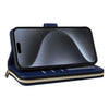 For iPhone 15 Pro Max Nine-card Slots Zipper Wallet Bag Leather Phone Case(Blue)