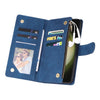 For Samsung Galaxy S25+ 5G Multifunctional Frosted Zipper Wallet Leather Phone Case(Blue)