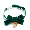 Velvet Bow Collar with Bell, Green, S (17-30cm) - Cat, Dog, Rabbit