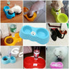 Dog Cat Food Dish + Drinking Water Double Bowls with Automatic Water Dispenser(Blue)