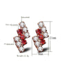 1 Pair Of 18 k Gold Irregular Geometrical Sterling Silver Crystal Stud Earring For Women, 21*9 mm(red)