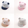 MZ7230 Bear Striped Pattern Soft Brim Caps Baby Cartoon Cotton Hats, Size: 46cm Adjustable(Pink)