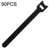 50 PCS  T-shape Self-Adhesive Data Cable Organizer Bundles 12 x 120mm Black